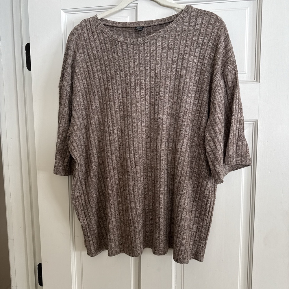 SHEIN Taupe Ribbed Knit Sweater SET